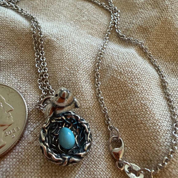 Reserved do not buy.James Avery Retired Bird in a Nest with enamel blue Egg 925 - Picture 2 of 5